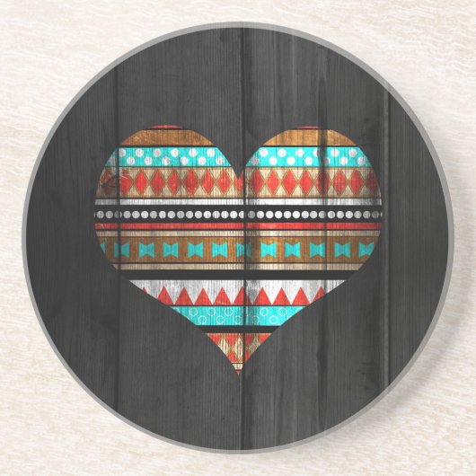 Aztec hart zandsteen onderzetter (Voorkant)