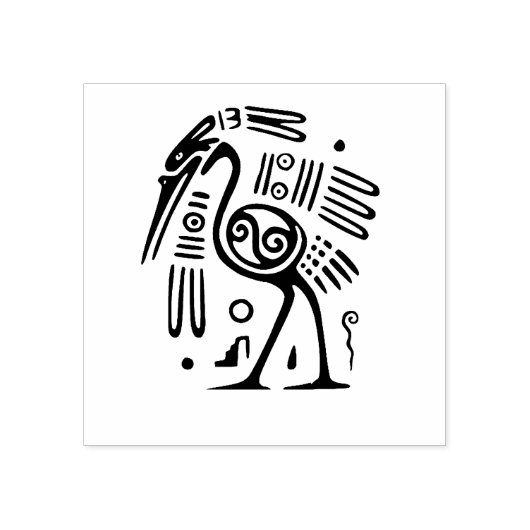 Aztec Heron Waterbird Art Rubberstempel (Afrduk)