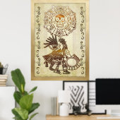 AZTEC Huitzilopochti Folk Art Motif Poster (Thuiskantoor)