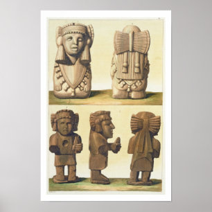 Aztec Idols, Mexico (kleurenlithograaf) Poster