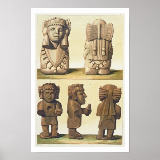 Aztec Idols, Mexico (kleurenlithograaf) Poster (Voorkant)