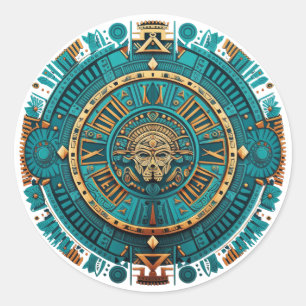 Aztec, Inca en Maya Ancient Symbool Ronde Sticker