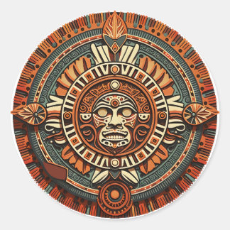 Aztec, Inca en Maya Ancient Symbool Ronde Sticker