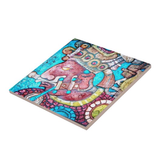 Aztec Indian Mayan tempel High Priest relief teile Tegeltje (Zijkant)