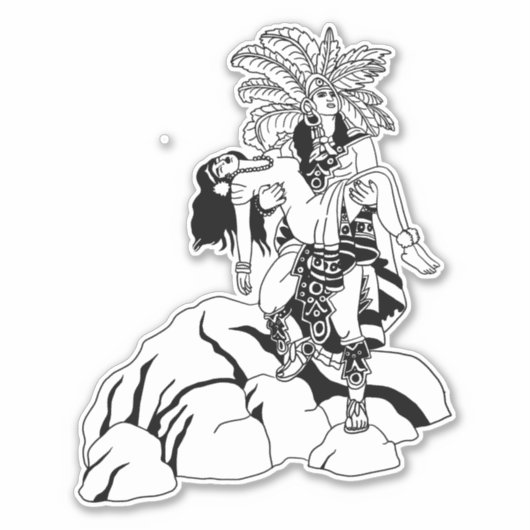 Aztec Indian warrior and princess mexican art Sticker (Voorkant)