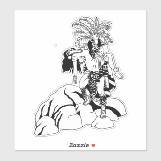 Aztec Indian warrior and princess mexican art Sticker (Vel)