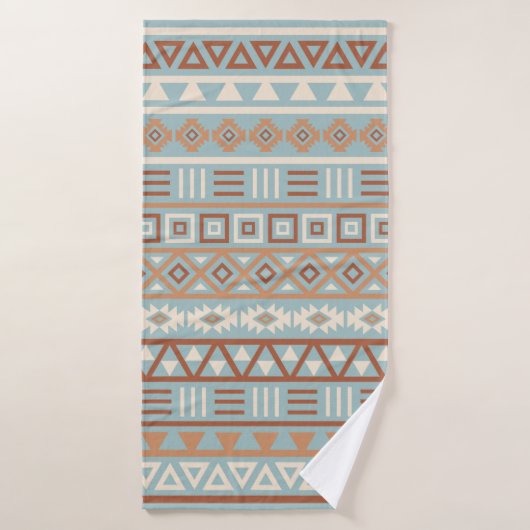 Aztec Influence Pattern Blue Cream Terracottas Badhanddoek (Badhanddoek)