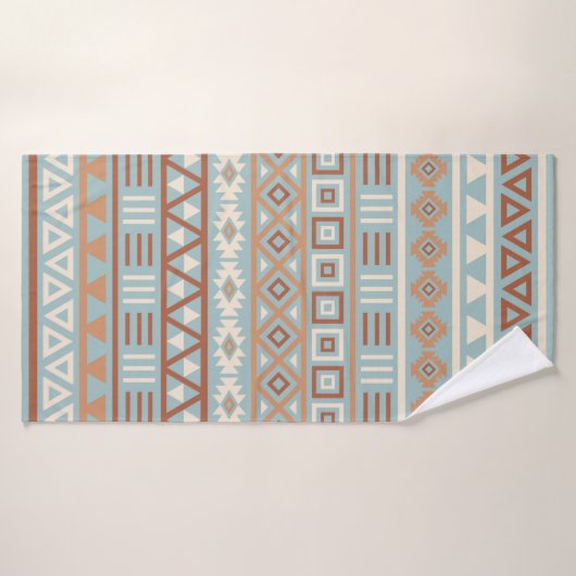 Aztec Influence Pattern Blue Cream Terracottas Badhanddoek (Badhanddoek)