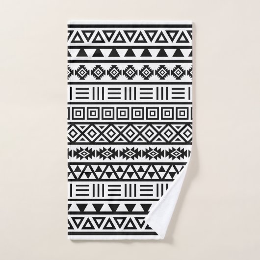 Aztec Influence Pattern II Black & White Handdoek (Handdoek)