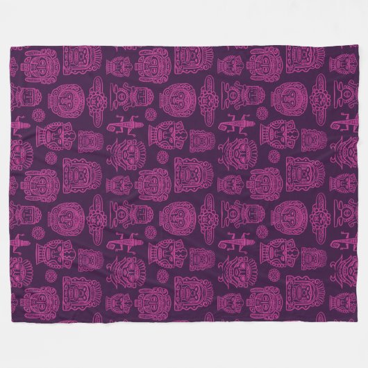 Aztec Inspired Pink Pattern Fleece Deken (Voorkant (Horizontaal))