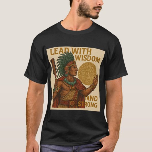 Aztec Inspired Warrior T-shirt – Bruin & Goud (Voorkant)