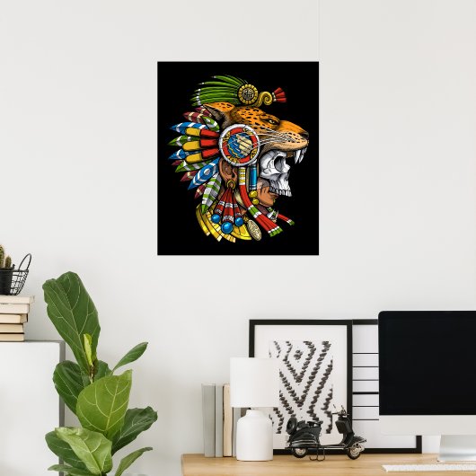 Aztec Jaguar Mask Poster (Thuiskantoor)