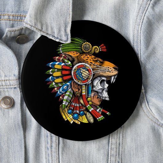 Aztec Jaguar Mask Ronde Button 6,0 Cm (In situ)