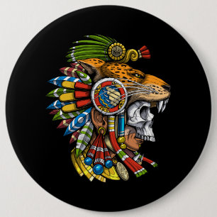 Aztec Jaguar Mask Ronde Button 6,0 Cm