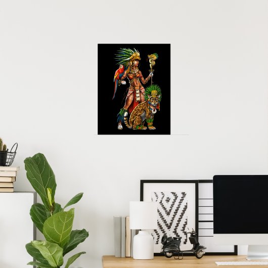 Aztec Jaguar Warrior Vrouw Poster (Thuiskantoor)