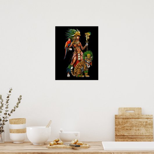 Aztec Jaguar Warrior Vrouw Poster (Keuken)