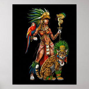 Aztec Jaguar Warrior Vrouw Poster