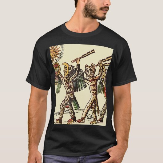 Aztec Jaguar Warriors Mexico Mexicaanse geschieden T-shirt (Voorkant)