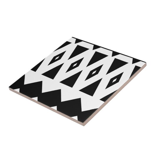 Aztec - Klassieke zwarte en witte tegel #2 Tegeltje (Zijkant)