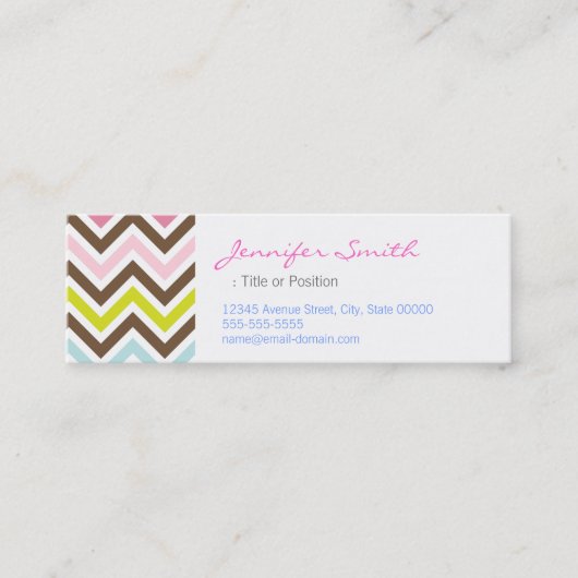 Aztec-kleuren - Chic Chevron Zigzag Pattern Mini Visitekaartje (Voorkant)