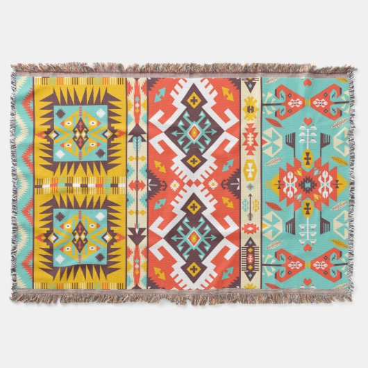 Aztec-kleurige mode naadloos patroon deken (Voorkant)
