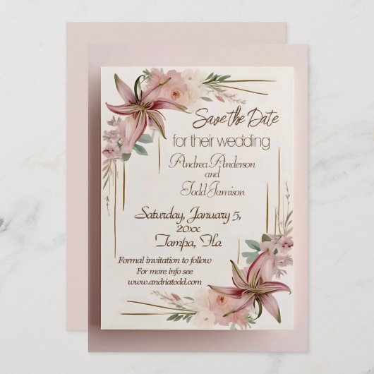Aztec Lilly bruiloft Save The Date (Voorkant / Achterkant)