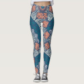 Aztec Mandala blauwgroen en oranje boho yoga leggi Leggings (Voorkant)