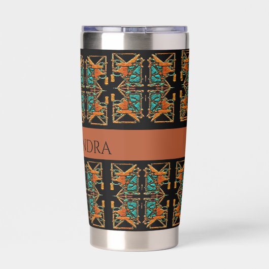 Aztec Mandala Gepersonaliseerd Geïsoleerde Drinkbeker (Achterkant)