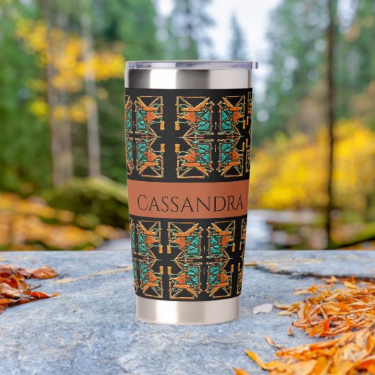 Aztec Mandala Gepersonaliseerd Geïsoleerde Drinkbeker (Buiten)