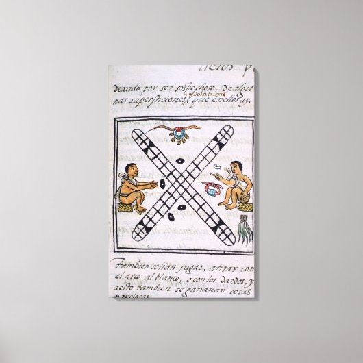 Aztec mannen gokken Patoli Canvas Afdruk (Voorkant)