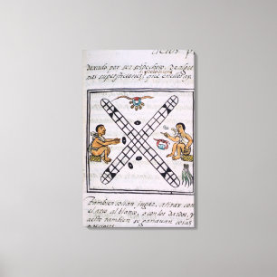 Aztec mannen gokken Patoli Canvas Afdruk