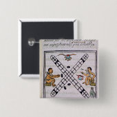 Aztec mannen gokken Patoli Vierkante Button 5,1 Cm (Voorkant /achterkant)