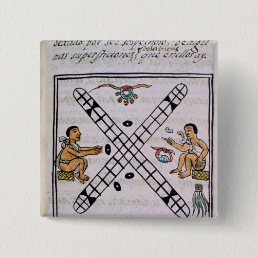 Aztec mannen gokken Patoli Vierkante Button 5,1 Cm (Voorkant)