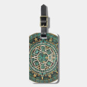 Aztec Mayan Ancient Round Disk Calendar Bagagelabel (Voorkant verticaal)