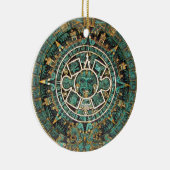 Aztec Mayan Ancient Round Disk Calendar Keramisch Ornament (Rechts)