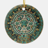 Aztec Mayan Ancient Round Disk Calendar Keramisch Ornament (Voorkant)