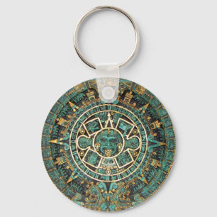 Aztec Mayan Ancient Round Disk Calendar Sleutelhanger