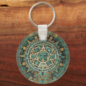 Aztec Mayan Ancient Round Disk Calendar Sleutelhanger (Voorkant)