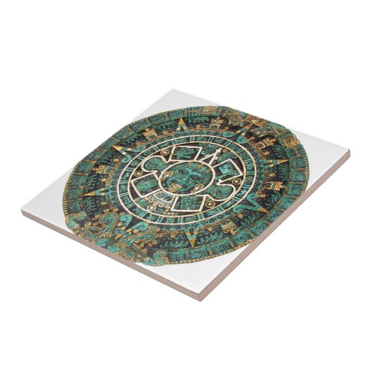 Aztec Mayan Ancient Round Disk Calendar Tegeltje (Zijkant)