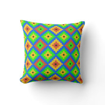 Aztec Mayan Brick Pattern | Groen, blauw, geel