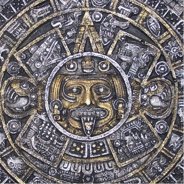 AZTEC/MAYAN CALENDAR STAAND FOTOBEELDJE  (Voorkant)