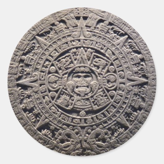 Aztec MAYAN CALENDAR Stone - 21 december 2012 Ronde Sticker (Voorkant)