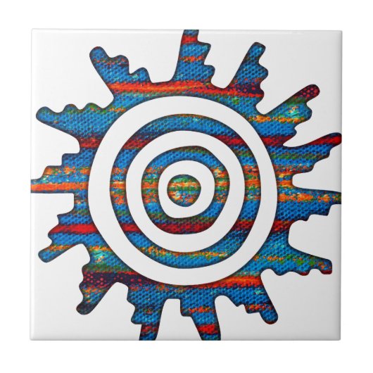 Aztec Mayan Multi-Colored Sundial Tegeltje (Voorkant)
