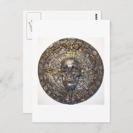 Aztec/Mayan Skull Warrior Calendar Briefkaart (Voorkant / Achterkant)