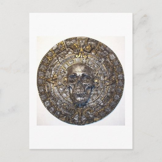 Aztec/Mayan Skull Warrior Calendar Briefkaart (Voorkant)