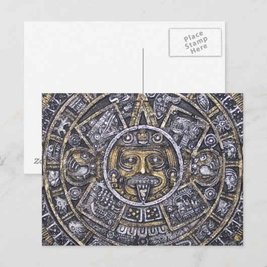 Aztec/Mayan Sun Calendar Briefkaart (Voorkant / Achterkant)