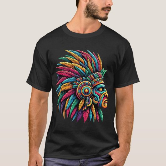Aztec Mayan Warrior profiel T-shirt (Voorkant)