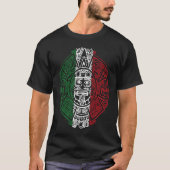 Aztec Mexican Flag Calendar Chicano T-shirt (Voorkant)