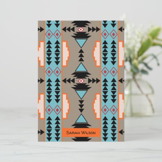 Aztec Mexican Geometric Pattern Bedankkaart (Staand voorkant)