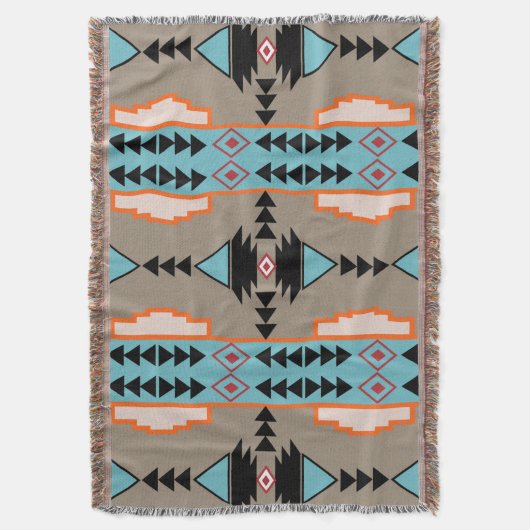 Aztec Mexican Geometric Pattern Deken (Voorkant Verticaal)